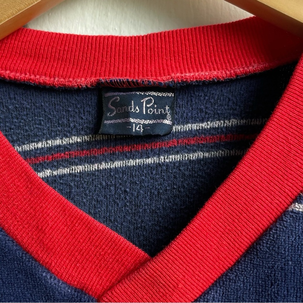 Vintage 70s/80s Sands Point Striped Velour Boys Pullover - Picture 3 of 5